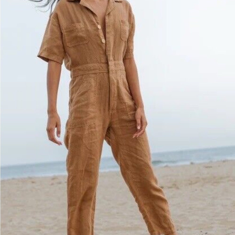 MATE the Label Linen Short Sleeve Jumpsuit